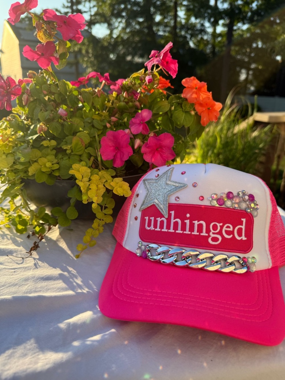Custom ' Pink Embellished Trucker Hat nwot